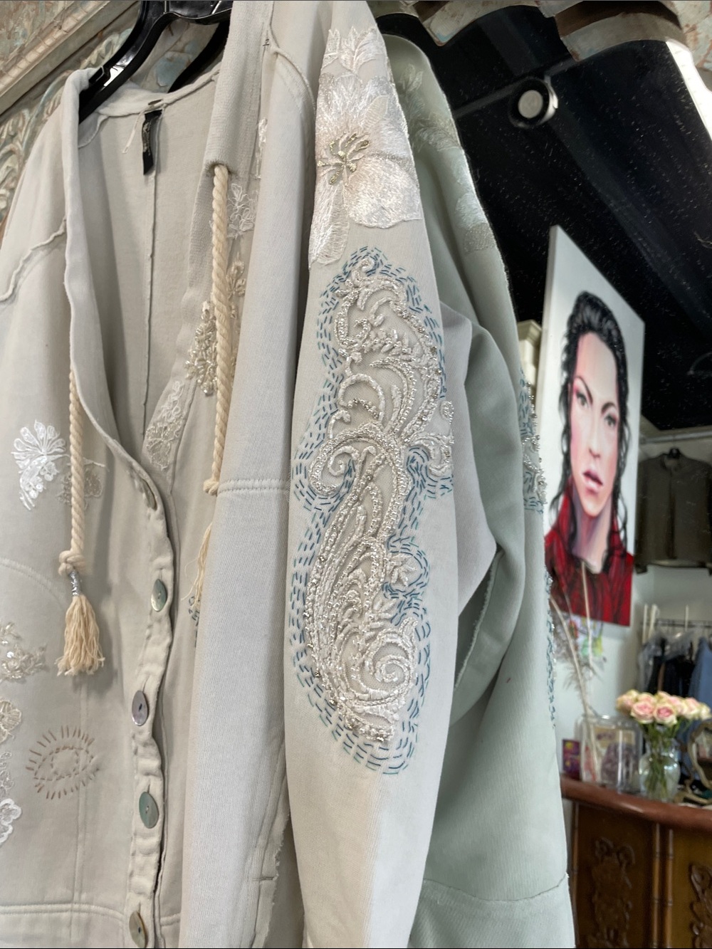 Free People Embroidered Cream Cardigan sweatshirt - Picture 15 of 17